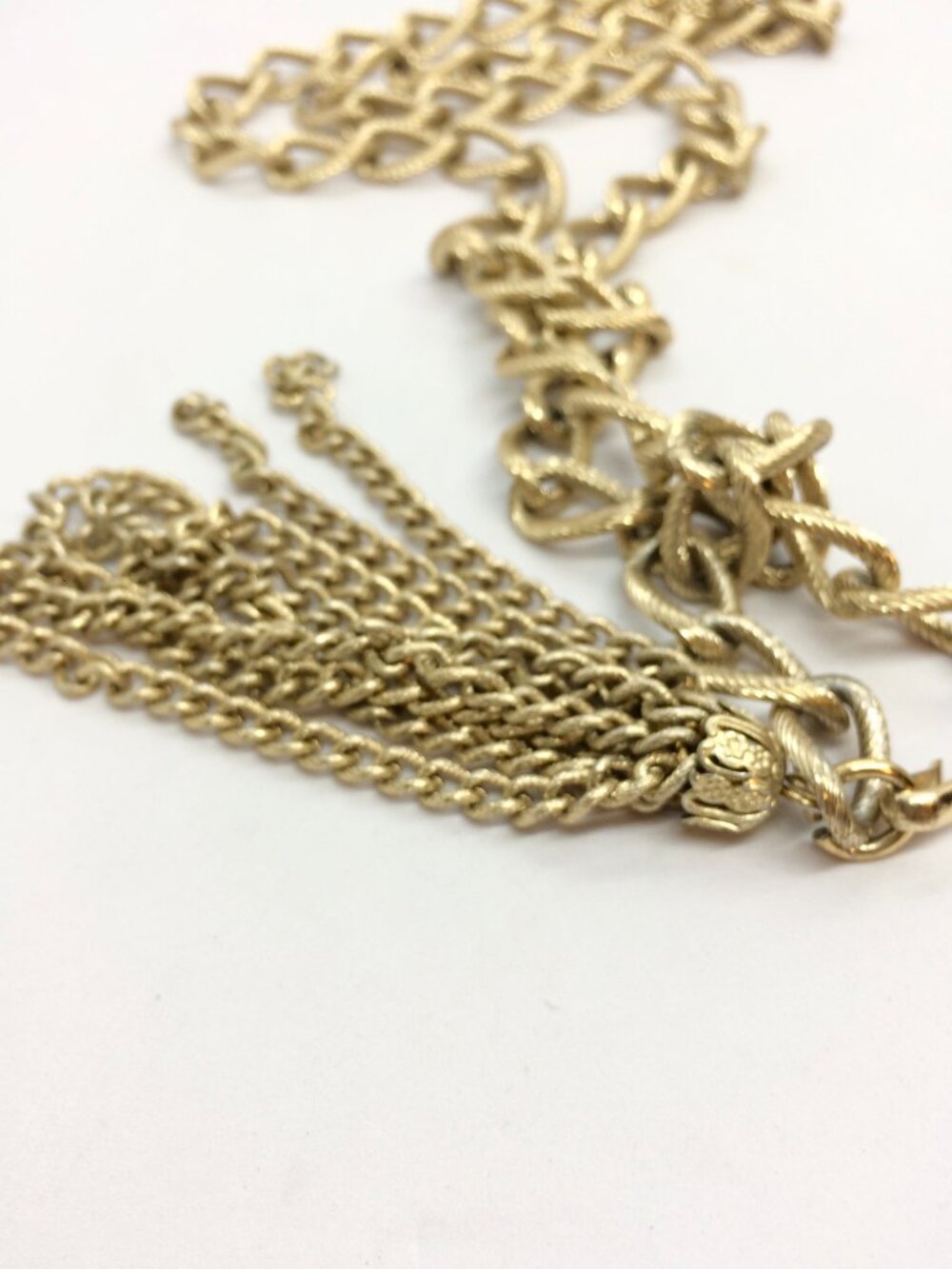 VINTAGE TASSEL BELT Gold Tone Rope Chain Convertible Necklace Statement - Picture 9 of 10